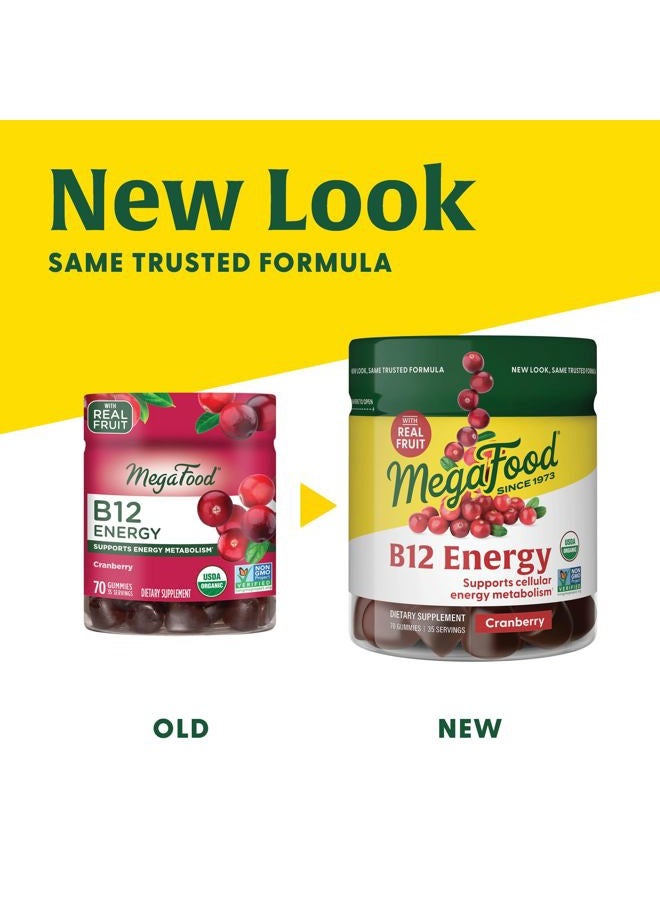 MegaFood مكملات ميغا فود فيتامين ب12 للطاقة - نباتي - مع فيتامينات ميثيل ب12 لدعم إنتاج الطاقة الخلوية - توت بري - مكمل يومي لفيتامين ب12 - عضوي من وزارة الزراعة الأمريكية - 70 حبة جيلاتينية، 35 حصة - Image 2