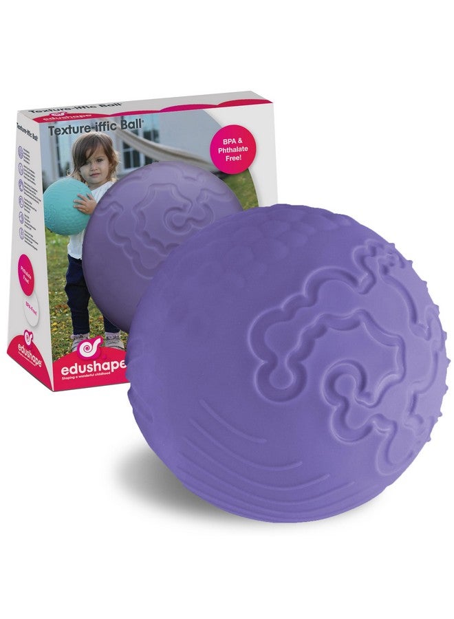 Edushape Texture-iffic Sensory Ball for Baby - 7" Purple Color Baby Ball That Helps Enhance Gross Motor Skills for Kids - Toddler Ball with 8 Sections of Different Tactile Patterns - Image 1