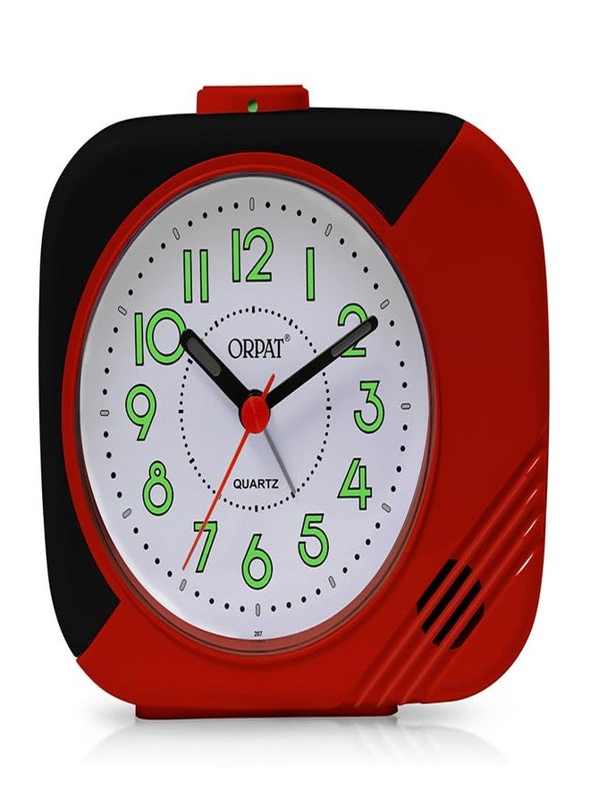 Ajanta Orpat Time Piece Beep Analog Alarm Clock (Small_130X120X60 mm) (Red), Plastic - Image 1