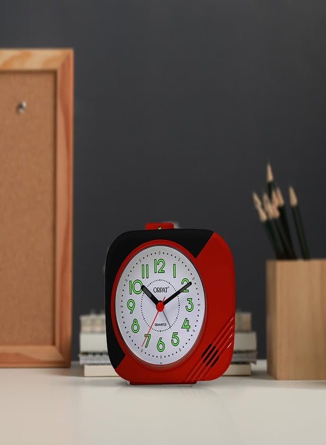 Ajanta Orpat Time Piece Beep Analog Alarm Clock (Small_130X120X60 mm) (Red), Plastic - Image 2