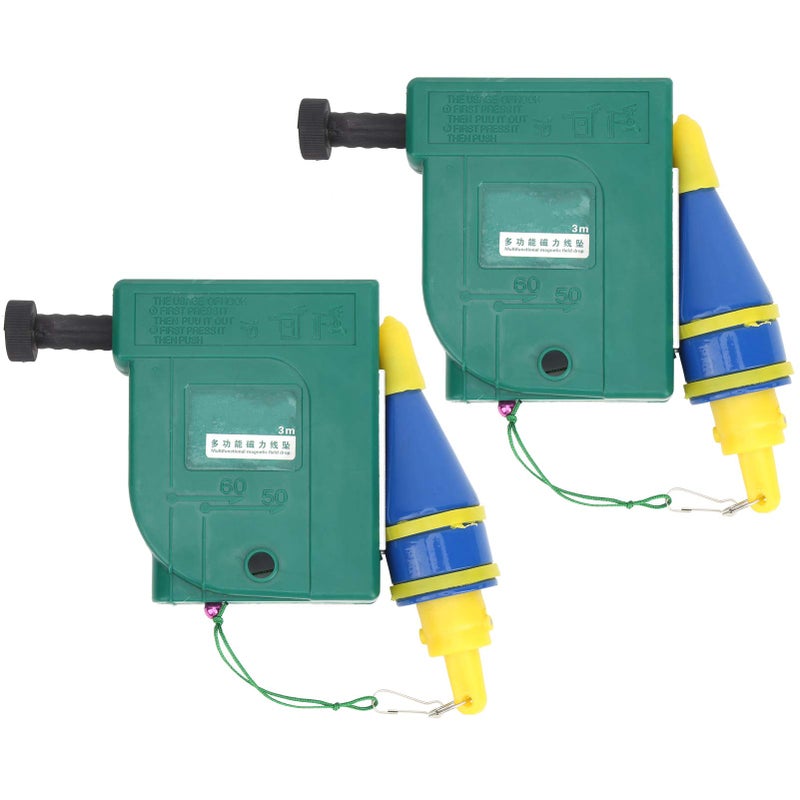 Green Magnetic Wire Hammer Line Plummet Bobs 2pcs 3m Alloy Steel Vertical Measurement Tool - Image 2