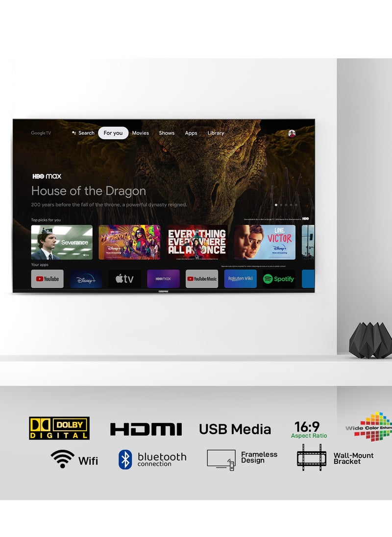 GEEPAS Geepas 65'' 4K UHD, Google Smart LED TV With Remote Control (english) , Chromecast Built-in, Wall Mount Bracket, 2 USB & 4 HDMI Port, Bluetooth, WIFI, Screen Sharing  - Image 2