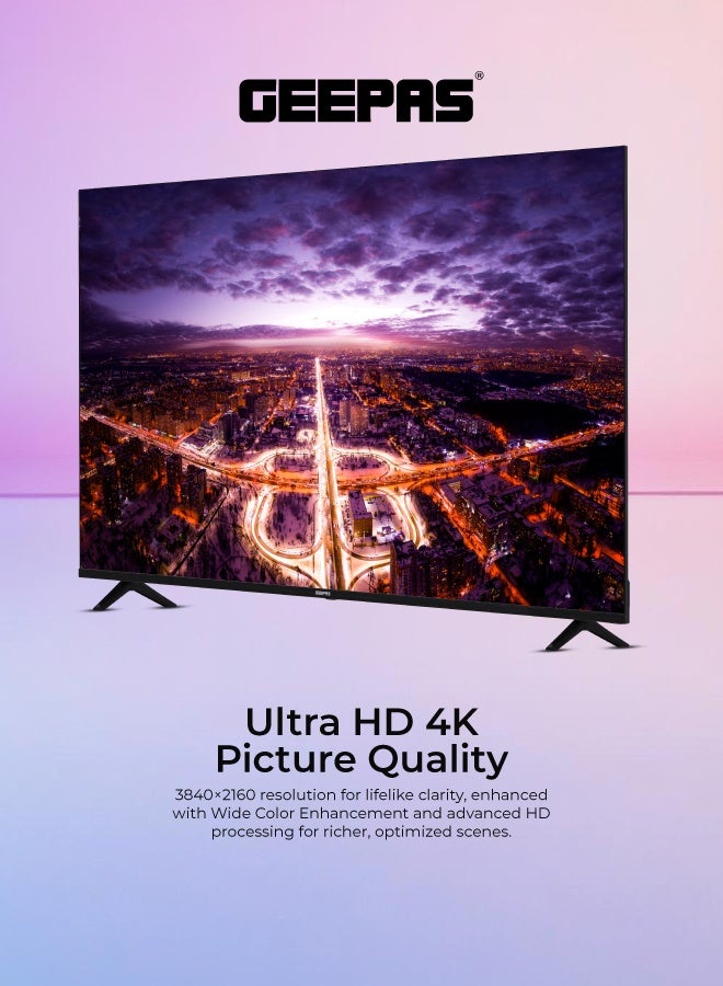 Geepas 65'' 4K UHD, Google Smart LED TV With Remote Control (english) , Chromecast Built-in, Wall Mount Bracket, 2 USB & 4 HDMI Port, Bluetooth, WIFI, Screen Sharing - Image 3