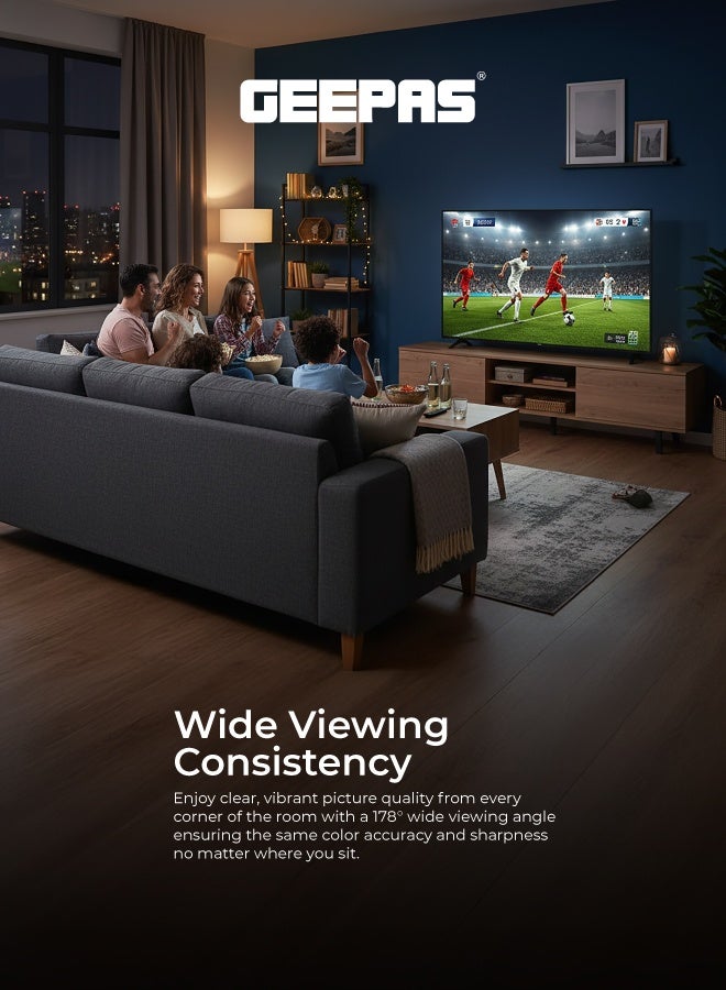 Geepas 65'' 4K UHD, Google Smart LED TV With Remote Control (english) , Chromecast Built-in, Wall Mount Bracket, 2 USB & 4 HDMI Port, Bluetooth, WIFI, Screen Sharing - Image 4