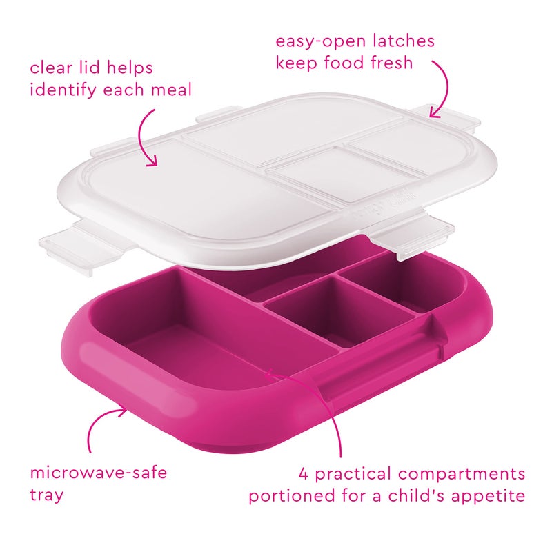 Bentgo Kids Chill Tray with Transparent Cover - Reusable, BPA-Free, 4-Compartment Meal Prep Container with Built-In Portion Control for Healthy, At-Home Meals & On-the-Go Lunches (Fuchsia/Teal) - Image 3