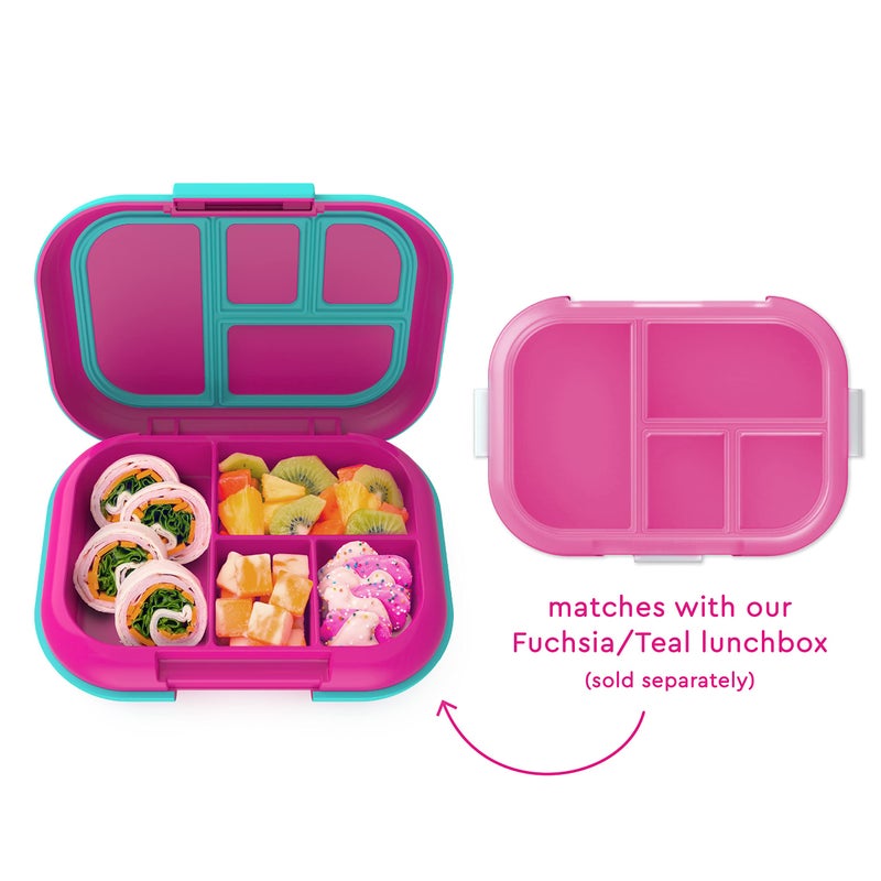 Bentgo Kids Chill Tray with Transparent Cover - Reusable, BPA-Free, 4-Compartment Meal Prep Container with Built-In Portion Control for Healthy, At-Home Meals & On-the-Go Lunches (Fuchsia/Teal) - Image 2