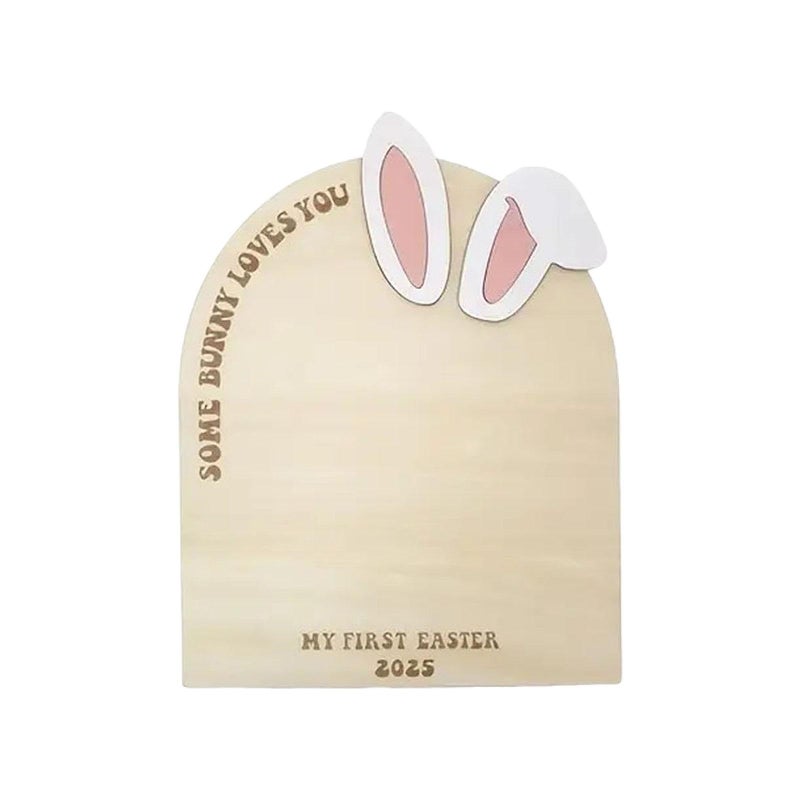 My First Easter Wooden Footprint Sign DIY Memorial Card Photo Prop Arched - Image 2