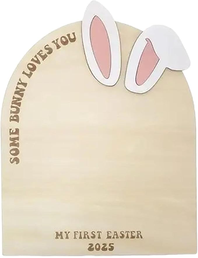 My First Easter Wooden Footprint Sign DIY Memorial Card Photo Prop Arched - Image 1