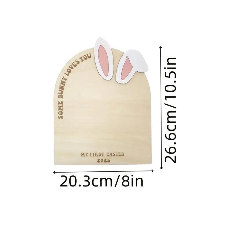 My First Easter Wooden Footprint Sign DIY Memorial Card Photo Prop Arched - Image 4