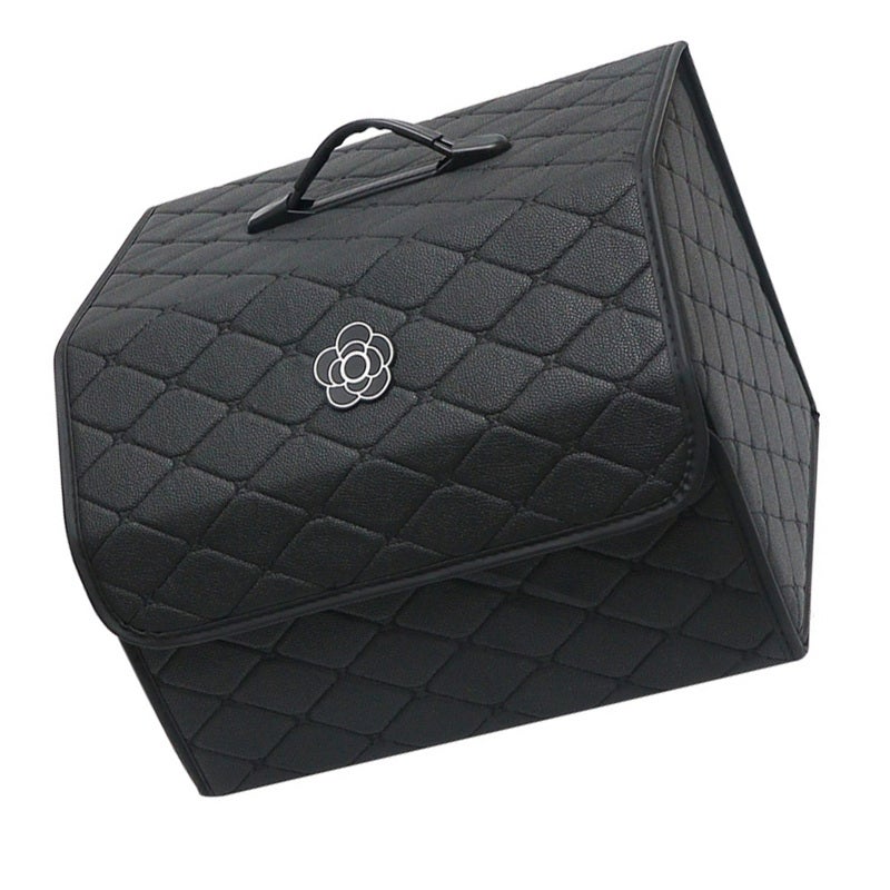 Car Trunk Storage Organizer Black Large Capacity Dustproof Trunk Organizer with Lid - Reinforced Construction Portable for Vehicle Use - Image 3