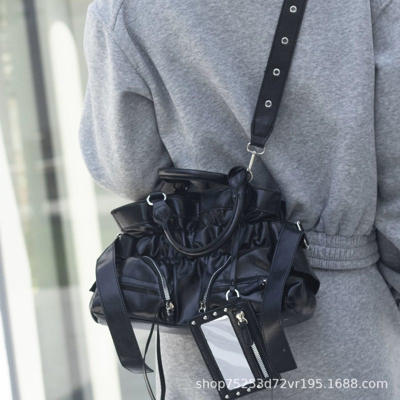 Vintage Rivet Bucket Bag for Women, PU Leather, Handbag, Crossbody - Image 4