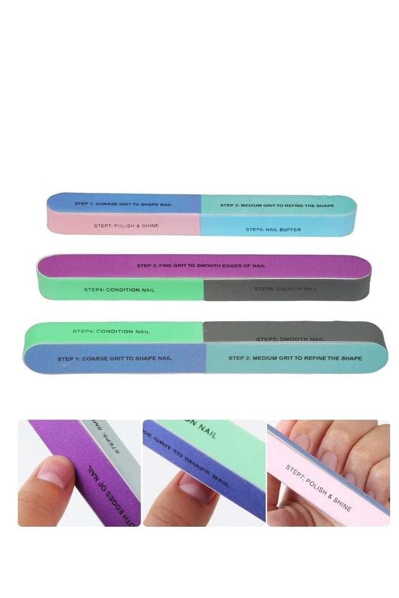 مسمار الإسفنج ملف مانيكير باديكير الرملي سطح مسمار الفن أدوات 7 على الوجهين المهنية الطباعة الأشعة فوق البنفسجية هلام تلميع مجموعة من 2 - Image 4