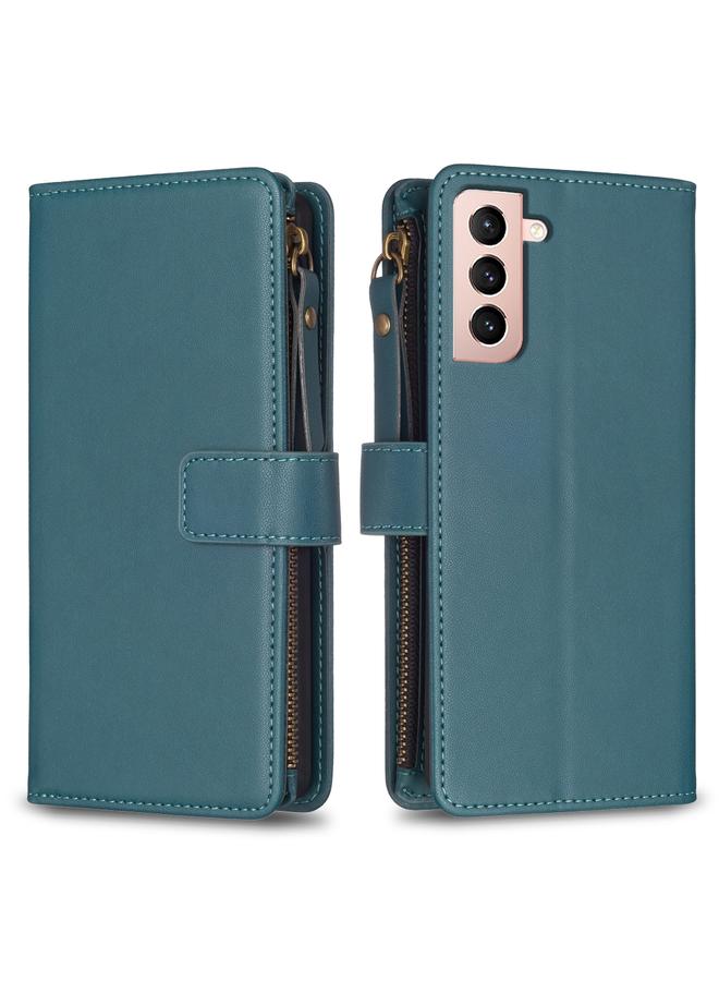 S-TOP Case For Samsung Galaxy S21 5G 9 Card Slots Zipper Wallet Leather Flip Phone Case - Image 1