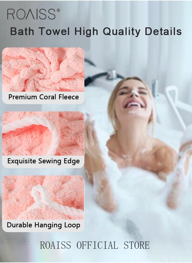 roaiss - 2 Piece Bath Set for Women and Men Thicken Absorbent Bathrobe and Bath Towel in Cloud Pattern Coral Fleece Sleepwear Autumn Winter Ladies Lightweight Soft Non Shedding Robe with Hood - Image 1