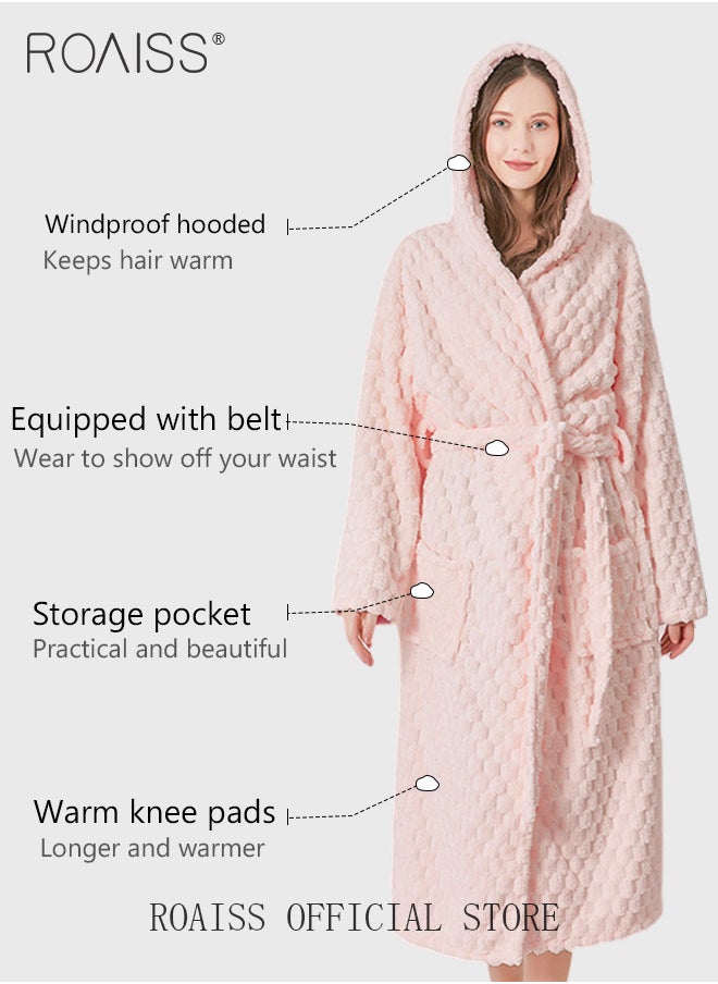 roaiss - 2 Piece Bath Set for Women and Men Thicken Absorbent Bathrobe and Bath Towel in Cloud Pattern Coral Fleece Sleepwear Autumn Winter Ladies Lightweight Soft Non Shedding Robe with Hood - Image 1