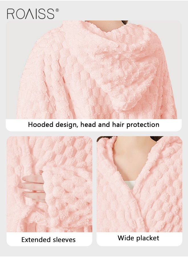 roaiss - 2 Piece Bath Set for Women and Men Thicken Absorbent Bathrobe and Bath Towel in Cloud Pattern Coral Fleece Sleepwear Autumn Winter Ladies Lightweight Soft Non Shedding Robe with Hood - Image 1
