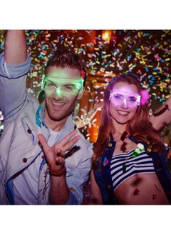 General LED Light Up Glasses, Cyberpunk Glowing Mask Glasses, Unique 7 Colours Rechargeable Futuristic Style Party Glasses Cool Neon Funny Glitter Glasses Cosplay Glasses Bar Club Party Decoration Gift  - Image 3