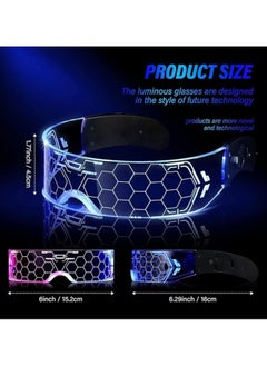 General LED Light Up Glasses, Cyberpunk Glowing Mask Glasses, Unique 7 Colours Rechargeable Futuristic Style Party Glasses Cool Neon Funny Glitter Glasses Cosplay Glasses Bar Club Party Decoration Gift  - Image 4