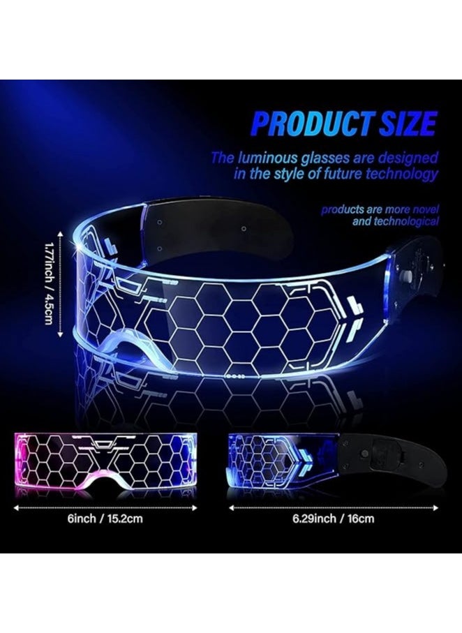General LED Light Up Glasses, Cyberpunk Glowing Mask Glasses, Unique 7 Colours Rechargeable Futuristic Style Party Glasses Cool Neon Funny Glitter Glasses Cosplay Glasses Bar Club Party Decoration Gift  - Image 4