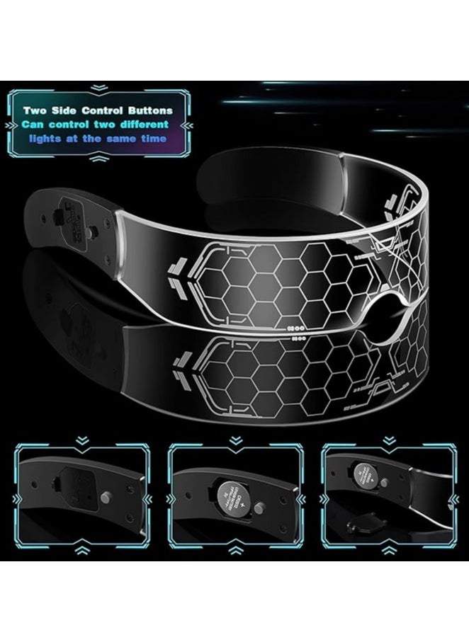 General LED Light Up Glasses, Cyberpunk Glowing Mask Glasses, Unique 7 Colours Rechargeable Futuristic Style Party Glasses Cool Neon Funny Glitter Glasses Cosplay Glasses Bar Club Party Decoration Gift  - Image 5