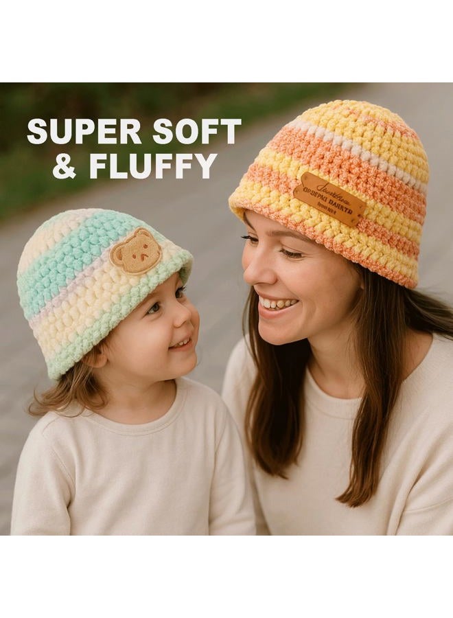 FREEASYFAR Super Soft and Cozy Chenille Yarn for Crocheting and Knitting -Easy to Crochet with-Bulky #5,3Pack of 3.5oz/93yds -Chunky Plush Yarn for Hand Craft Blanket Ammigurumi (Sunset Glow, 3 Pack) - Image 4