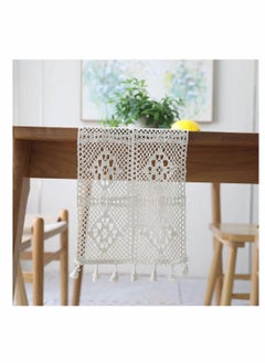 KASTWAVE European Style Natural Table Runner, Hollow Polyester-Cotton Crochet Retro Lace Wedding Table Runner with Tassels for Bohemian Rustic Wedding Bridal Shower Home Dining Table Decor (260x24cm)  - Image 3