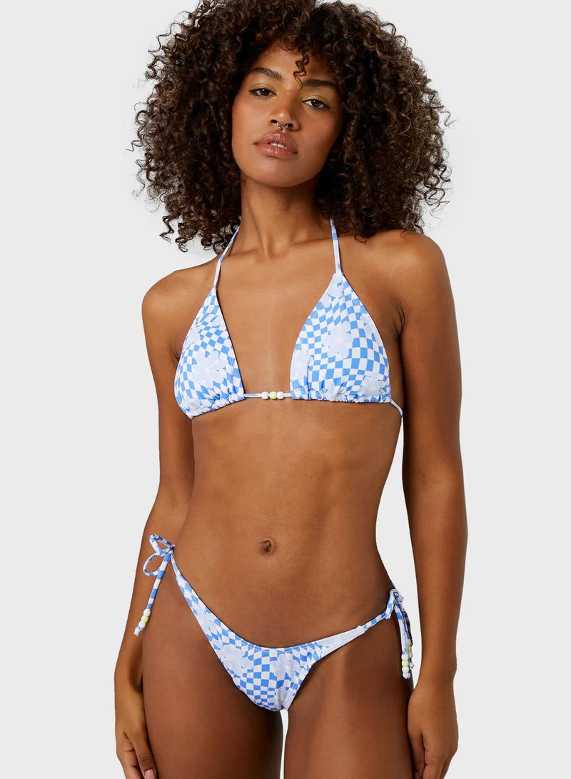 Ardene Printed Tie Detail Bikini Top
