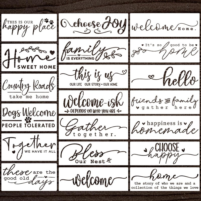 SUNVERSE Welcome Stencils for Wood Sign Family Words Stencils for Crafts Reusable Drawing Templates Stencil for Painting on Wood Wall Fabric DIY Crafts Decor - Image 1