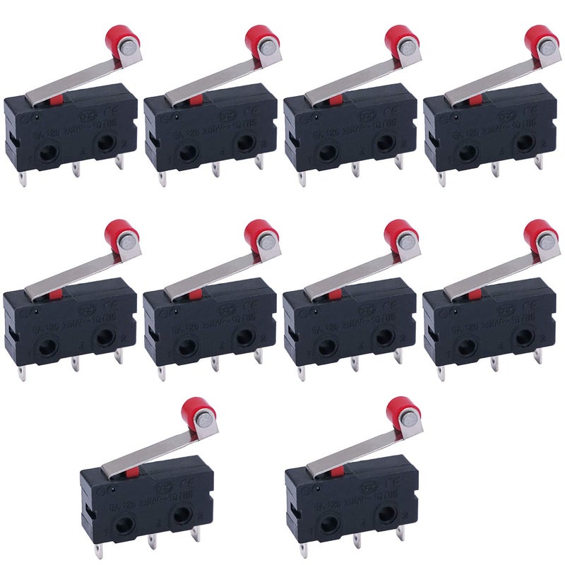 Twidec /10Pcs Mini Micro Limit Switch 5A 125 250V AC SPDT 1NO 1NC Short Hinge Roller Levr Arm Switch Snap Action Button Type 3 Pins KW11-3Z07 - Image 1
