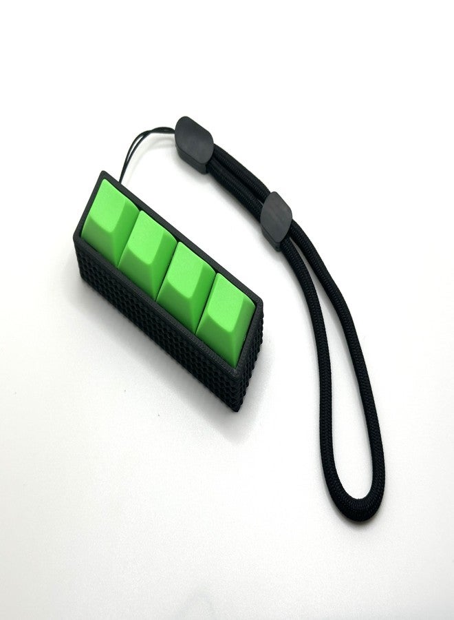 Zkeebs Bubble Base Four-Button Clicky Mechanical Switch Fidget Toy | Stim Toy, Stress Relief, ADHD (Black Base, Green Keycaps) - Image 1