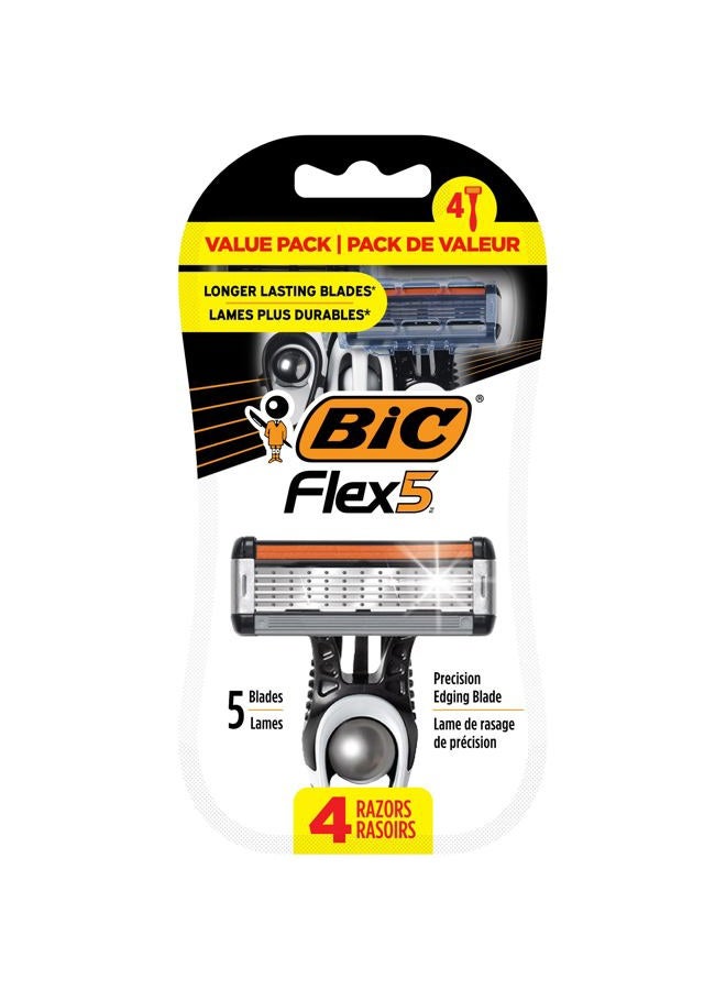 Bic شفرة فليكس 5 القابلة للاستخدام لمرة واحدة للرجال، شفرة للبشرة الحساسة لحلاقة ناعمة ومريحة وقريبة، مجموعة شفرات مكونة من 4 قطع - Image 1