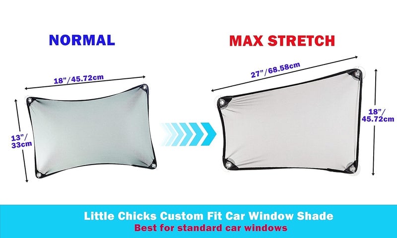 Little Chicks Stretchable Custom Fit Car Window Shade - Sunshade Sun Protector for Cars, Trucks, SUV's- Easy Installation for Baby & Kids - Image 4