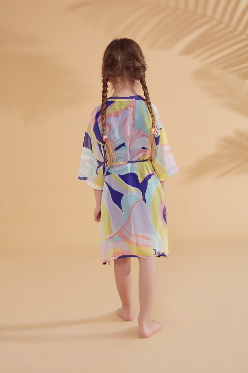 Marina Kids Patterned Colorful Kimono Kaftan P2333  - Image 4