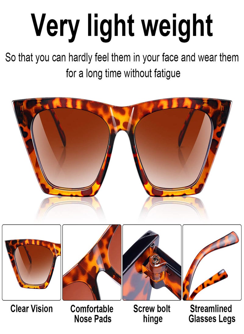 Zikra Sunglasses, 4 Pairs Vintage Square Cat Eye Sunglasses, Retro Cateye Sunglasses Trendy Mirrored Glasses for Women and Men, Trendy Sunglasses Trendy Square Frame Sunglasses Versatile Sunglasses - Image 4