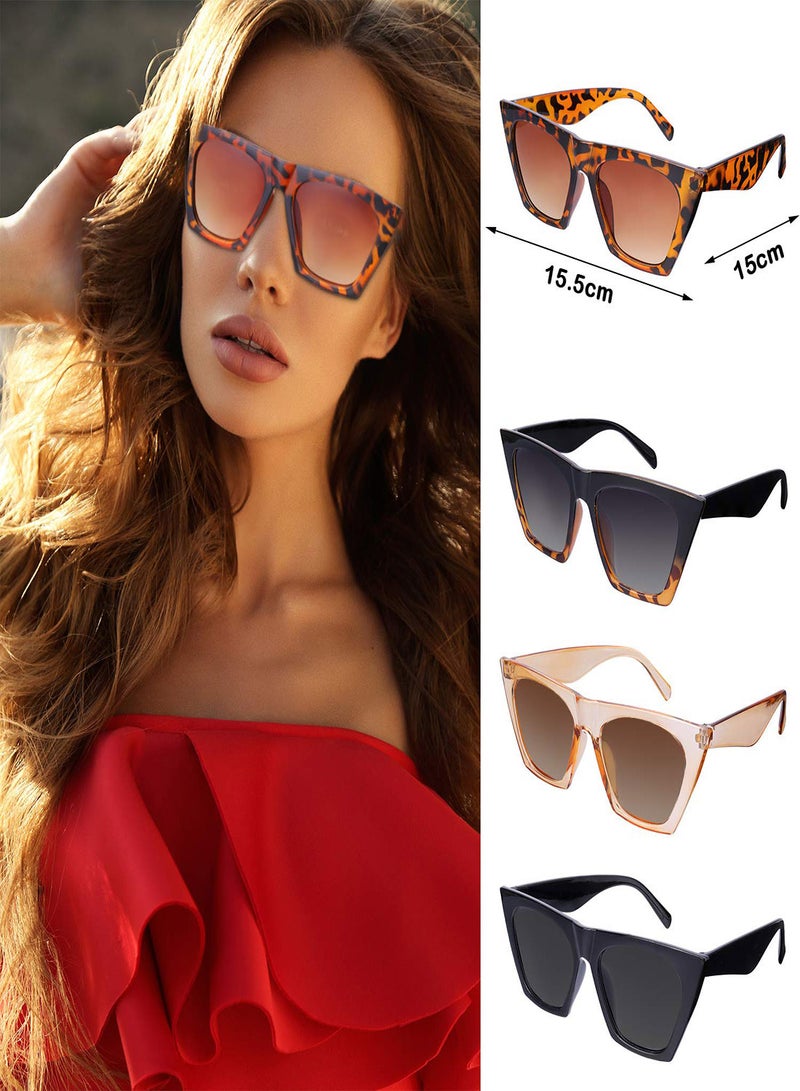 Zikra Sunglasses, 4 Pairs Vintage Square Cat Eye Sunglasses, Retro Cateye Sunglasses Trendy Mirrored Glasses for Women and Men, Trendy Sunglasses Trendy Square Frame Sunglasses Versatile Sunglasses - Image 2