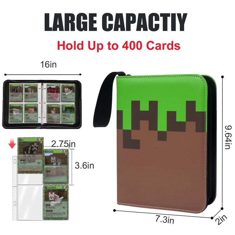 WTVIDAS Card Binder with Shoulder Strap, 4 Pocket with 50 Sleeves up to 400 Cards, Waterproof Card Storage Book for Boys, Game Cards Display Case - Image 4