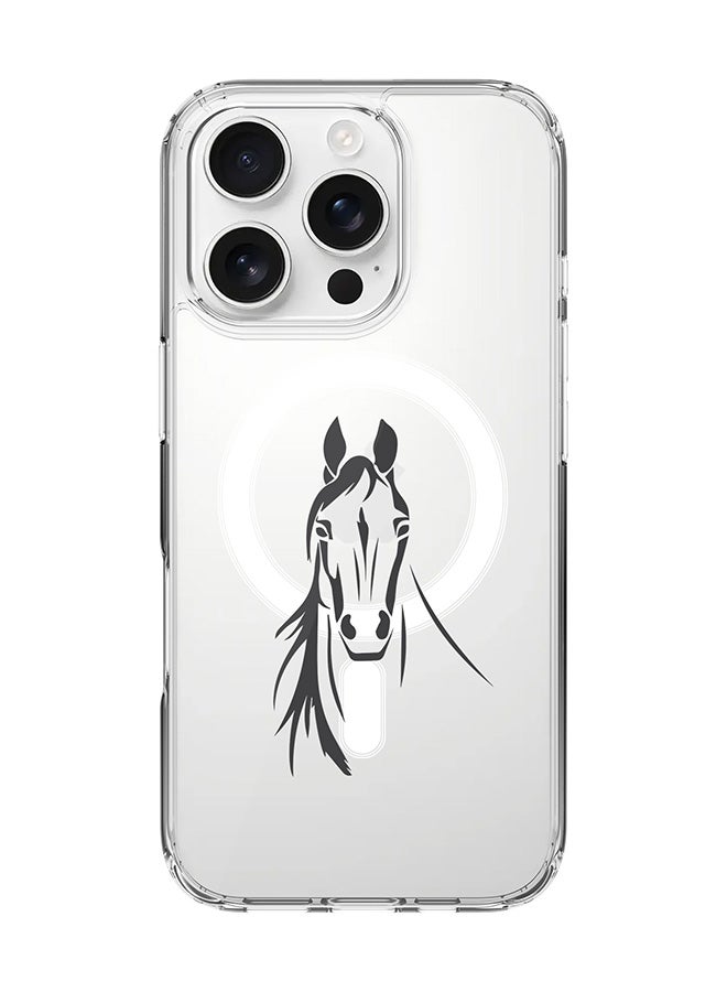 Stylizedd For iPhone 16 Pro Case [Compatible with MagSafe] Slim Magnetic cover Clear Phone Case - Arabian Stallion - Image 1
