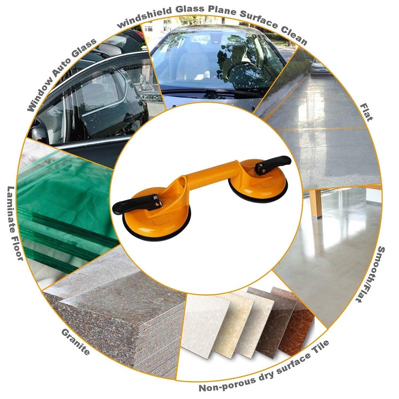 RIVUGJA Car Dent Puller Sucker Vacuum Suction Cup Tile Extractor Floor Sucker Remove Dents Hail Pits Lifter Carrier Heavy Duty Vacuum Plate Handle for Glass Table Granite Plate Double Cup 1Pcs - Image 5
