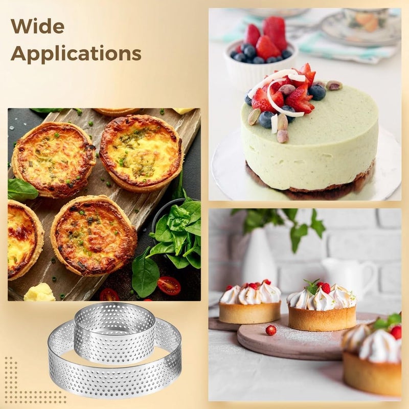 20-Piece Perforated Tart Rings, 1.97 & 3.15 Non-Stick Cake Mousse Rings with 2 Silicone Brushes, Stainless Steel Pastry Molds for Baking, Dessert Tools for Home - Image 5