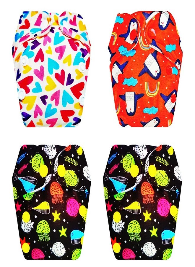 Dumbledo Premium Newborn Cloth Diaper with Integrated Insert (Pack of 4) | Soft & Gentle | 6-Layer Absorbent Pad | Adjustable Snaps | Perfect for Indian Summers | 0 - 4 Months | Unisex Baby - Image 1