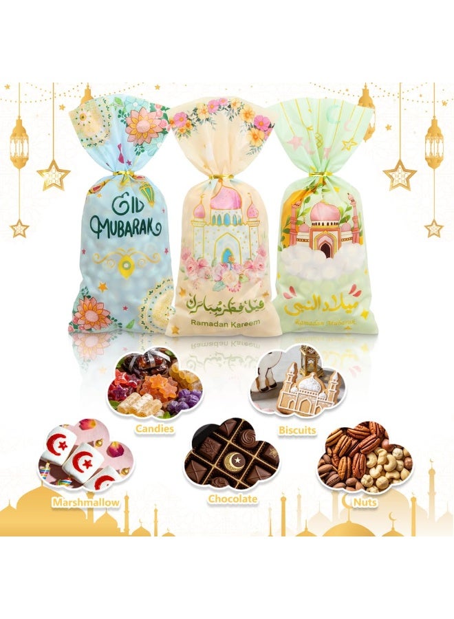 100 Pcs Eid Mubarak Treat Bags with Twist Ties, Ramadan Party Favor Candy Gift Bags - Image 4