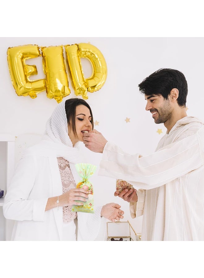 100 Pcs Eid Mubarak Treat Bags with Twist Ties, Ramadan Party Favor Candy Gift Bags - Image 2