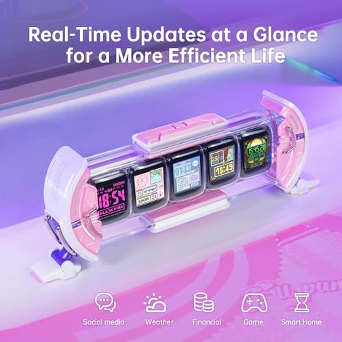 Divoom Times Gate Cute Gaming Digital Clock with Smart App-Controlled, Support Weather Forecast, Stock Market/Exchange Rate, Social Media, Pixel Art Display for Gamers & Home Office Decor (Pink) - Image 3