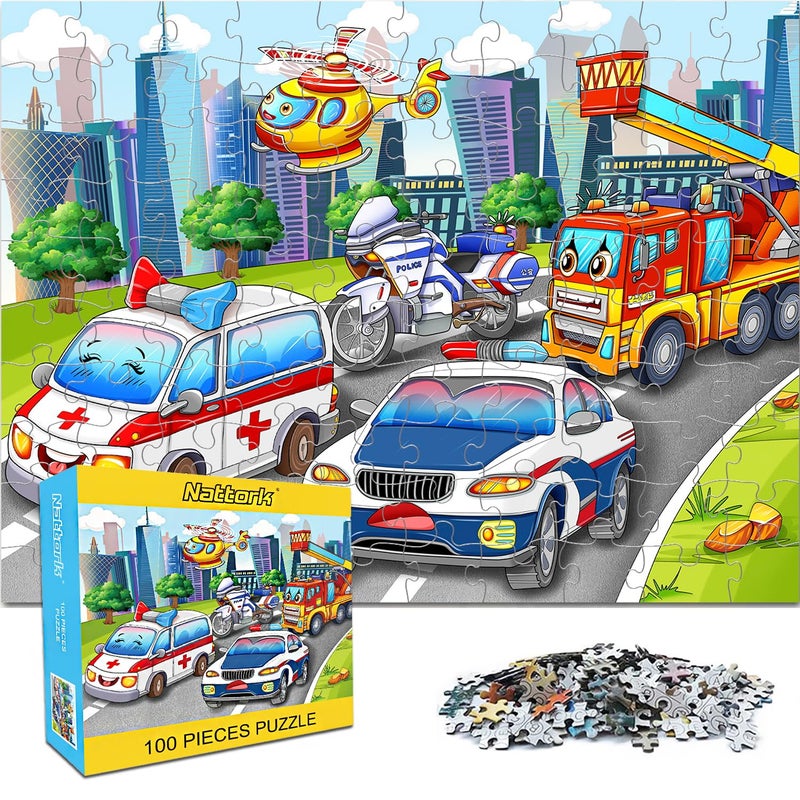 Nattork Jigsaw Puzzles 100 Pieces for Kids Youth Car Puzzle - Pieces Fit Together Perfectly - Image 1