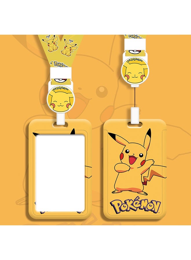 Pikachu Pokémon Pikachu Retractable Lanyard with ID Card Holder - Cute Cartoon Badge Reel for Kids & Students - Image 1