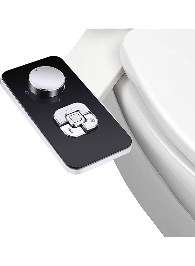The Bros Bidet Attachment - The Non-electric Cold Water Bidet Toilet Seat Attachment with Pressure Controls,Retractable Self-cleaning Dual Nozzles for Frontal & Rear Wash - Black - Image 1