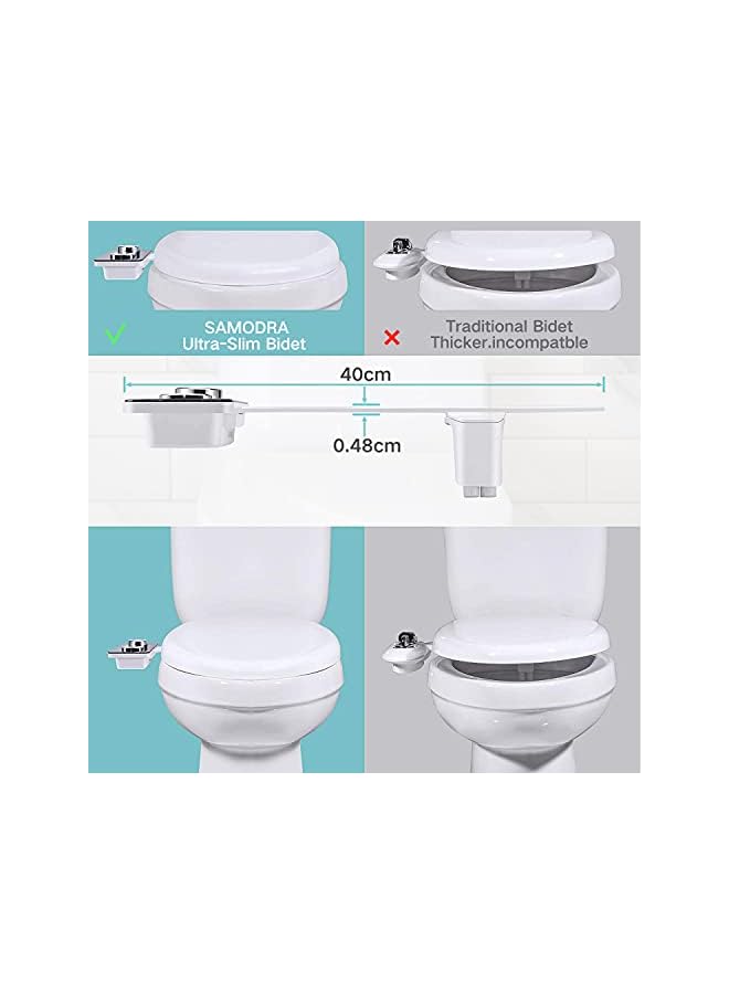 The Bros Bidet Attachment - The Non-electric Cold Water Bidet Toilet Seat Attachment with Pressure Controls,Retractable Self-cleaning Dual Nozzles for Frontal & Rear Wash - Black - Image 5