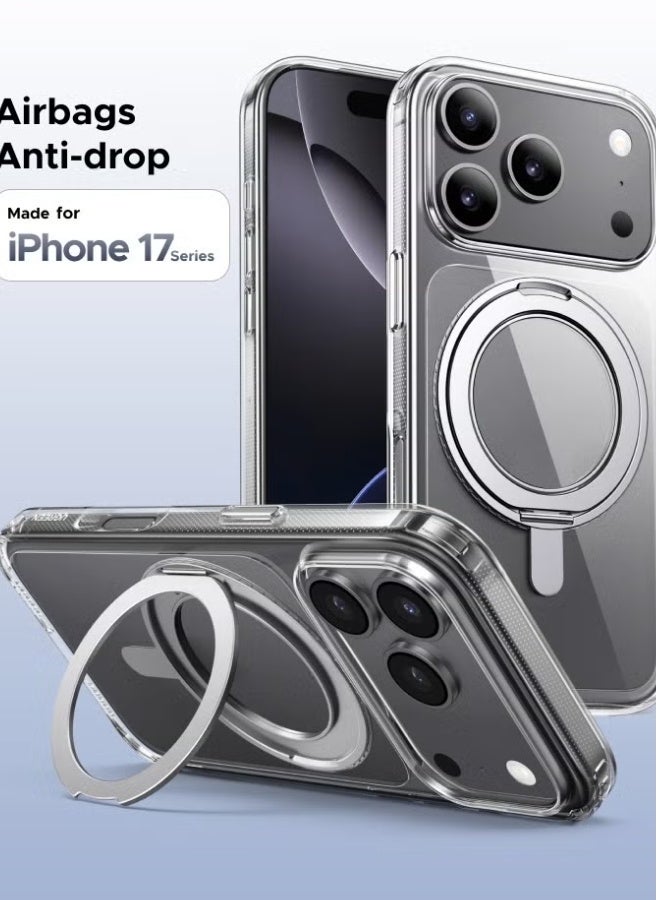 كارنييل جراب iPhone 17 Pro Max مع حامل حلقي قابل للدوران 360 درجة، غطاء MagSafe مغناطيسي قوي، حماية من السقوط بدرجة عسكرية، جراب هاتف شفاف واقٍ مقاوم للصدمات لهاتف iPhone 17 Pro Max - Image 1