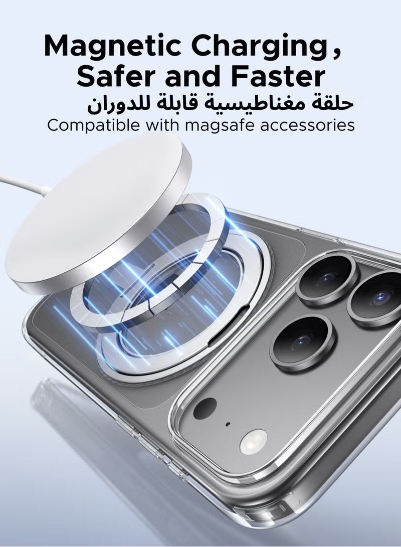 كارنييل جراب iPhone 17 Pro Max مع حامل حلقي قابل للدوران 360 درجة، غطاء MagSafe مغناطيسي قوي، حماية من السقوط بدرجة عسكرية، جراب هاتف شفاف واقٍ مقاوم للصدمات لهاتف iPhone 17 Pro Max - Image 5