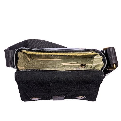 Hidesign Aiden Genuine Leather and Mini Crossbody Men/Women Messenger Bag / Travel Bag / 10.5" iPad Bag, Black - Image 4